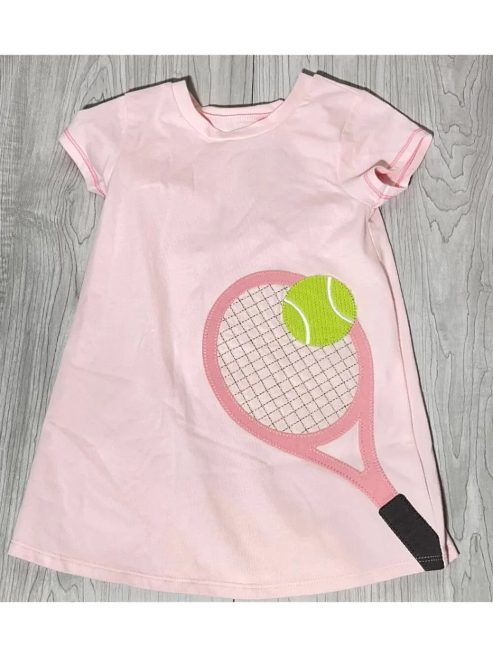 Mud Pie girls 12-18m NWT Tennis racket ball t-shirt dress pink applique preppy